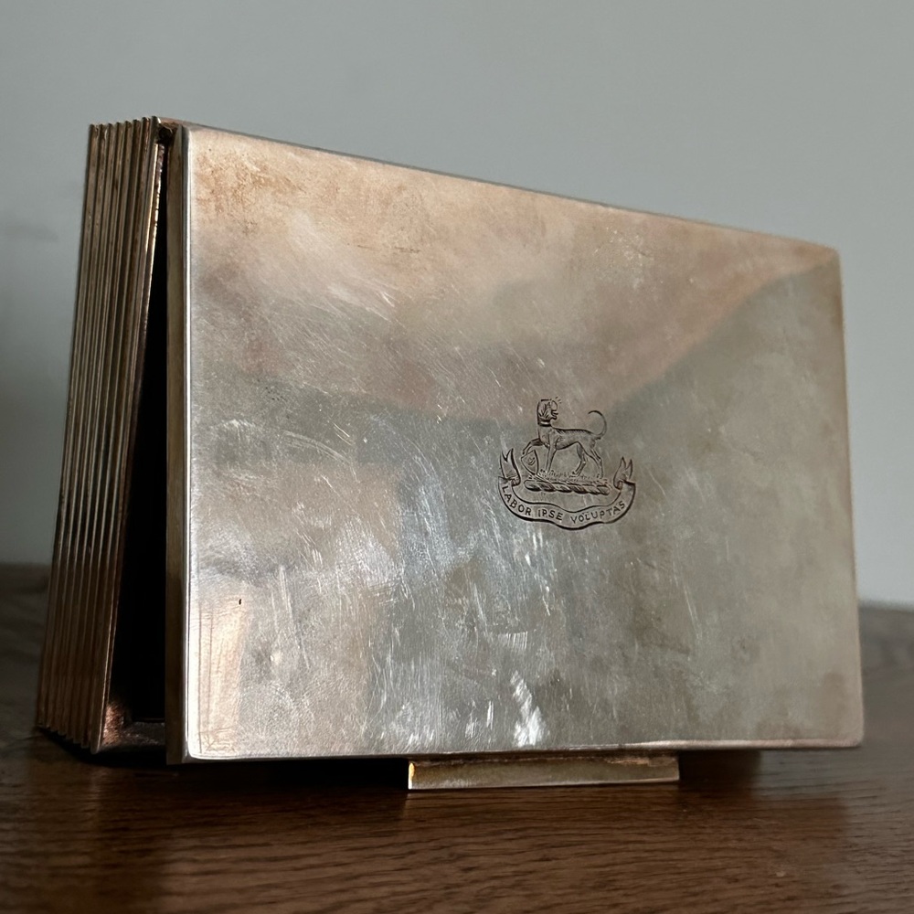 Vintage Silver-Tone Metal Photo Frame with Engraved Crest